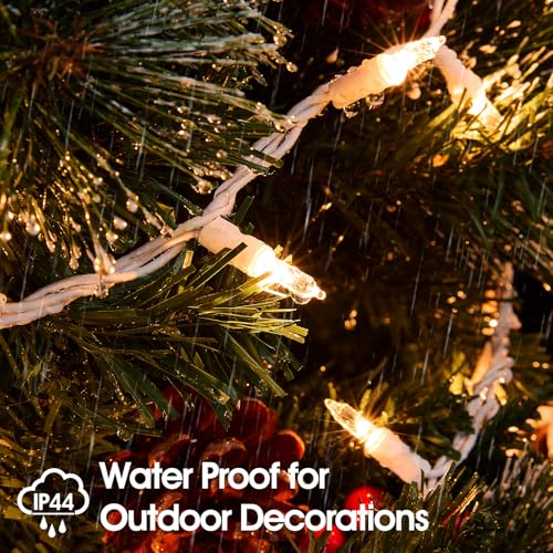 Christmas Lights,100 Count Lights with White Wire,21ft UL Certified Tree String Lights for Indoor Outdoor Christmas Decoration,Home Garden,Party Decorations (Warm White) - color: Warm White