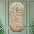 FOREVER BAMBOO Handcrafted Indonesian Natural Rattan Pendant Light Shade Wicker Light Fixtures Luxurious Cylinder Shape Woven Lampshade Chandelier Interior Decor, 21 in H x 10 in W - style: Flores Cylinder