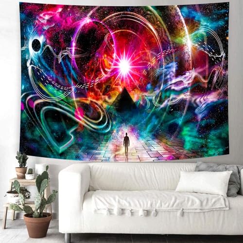 Delur Time Travel Tapestry Galaxy Universe Starry Sky Wall Hanging Tapestry Milky Way Outer Space Abstract Psychedelic Nebula Headboard for Bedroom Living Room Home Decor (51.2" x 59.1") - color: Time Travel, size: 51.2"L x 59.1"W