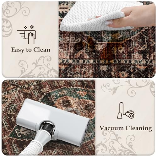 KIMODE Kitchen Mats for Floor Cushioned Anti Fatigue, Floral Kitchen Rugs Sets of 2, Brick Rugs for Kitchen Floor, Comfort Kitchen Floor Mats, Ergonomic Standing Desk Mat for Sink Laundry Room Decor - color: Brick, size: 17.3" x 47 "+ 17.3" x 29 "--0.47 i