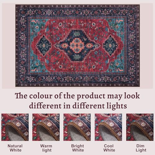Tangsoo Washable Entryway Rugs 2x3 Vintage Non Slip Small Area Rug, Indoor Front Door Rug, Print Distressed Door Mat Indoor Entrance Soft Low Pile Throw Rug for Entry Kitchen Bedroom Burgundy/Navy - color: Burgundy/Navy, size: 2' X 3' (Rectangular)