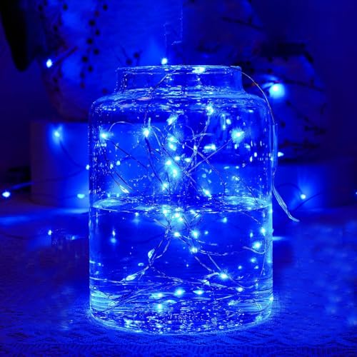 Ineximun 24 Pack LED Fairy Lights Battery Operated 7Ft 20Led Mini String Lights Waterproof Christmas for Mason Jars Bedroom DIY Party Wedding Christmas Decor Blue - color: Blue