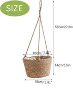 Hanging Planters for Indoor Plants, Hanging Planter with Jute Rope Woven Hanging Flower Pots Hanging Plant Holder Hanging Basket Retro Style Straw Basket for Office Party (1 Pack)