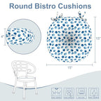 LVTXIII Outdoor Bistro Chair Cushions, 15"x15"x4" Round Patio Chair Cushions, All Weather Tufted Seat Cushions for Patio Furniture Use, Set of 2, Brush Blue - color: Brush Blue