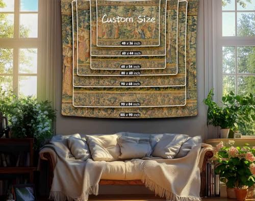 LATETOMT Medieval Art Wall Tapestry Renaissance Tapestry Boho Tapestries Wall Hanging Canvas Tapestries Wall Art for Bedroom Living Room Dorm Decor Tablecloth LTMTAYW473 - color: Brown-2, size: Customize