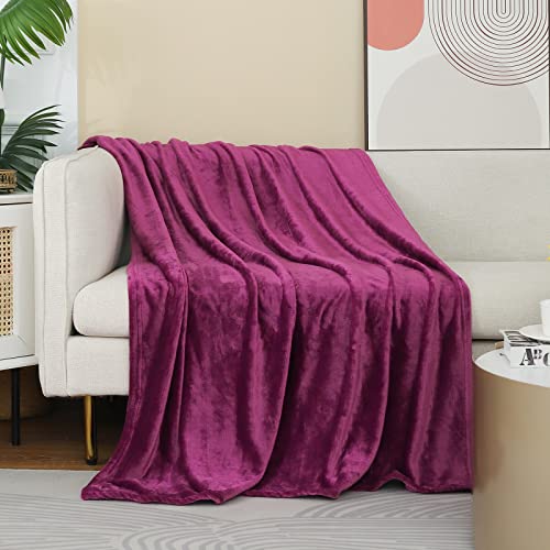 JIAHANNHA Purple Throw Blanket Fleece Blanket 50"x60",Super Soft Cozy Plush Throw Blanket for Couch Sofa Bed,Warm and Lightweight Bed Blankets for Adults - color: Purple, size: Throw(50"×60")
