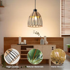 OCIOC Mini Hemp Rope Woven Pendant Light, Boho Chanderlier Light Fixture, 6.9 Inch Farmhouse Rattan Adjustable Height Hanging lamp for Kitchen Island Bedroom, Dining Room, Living Room, Entryway, Foyer - size: 5.5