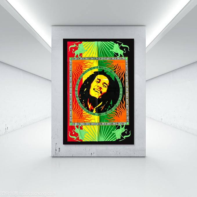 Rastogi Handicrafts Hendrix Guitar 40" X 30" Poster Size Tapestry Decorative Indian Dorm Decor Cotton Tapestry Indian Multi Colored Wall Poster Indian Deity (RH-150) - color: Rh-150