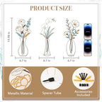 CarryWise 3 Piece Metal Flower Wall Art for Bedroom Living Room, Flower Blue gold - color: Blue Gold & Vase Flower