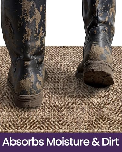 DEXI Dirt Trapper Door Mat, 31x48 Washable Doormat, Dirt Resistant and Absorbent, Easy Clean Low-Profile Floor Rugs for Entryway, Front Door, and Inside Entrance, Brown - color: Brown, size: 2'7" X 4' (Rectangular)