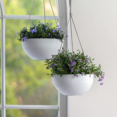LA Jolie Muse Hanging Planter - 9.84 Inch Hanging Planters for Indoor Plants, Hanging Pots for Plants Indoor Outdoor, Set of 2, White - color: White, size: 9.84 Inch