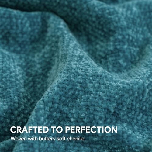 RECYCO Throw Blanket Soft Cozy Chenille Throw Blanket with Fringe Tassel for Couch Sofa Chair Bed Living Room (Teal, 50'' x 60'') - color: Teal, size: 50'' X 60''