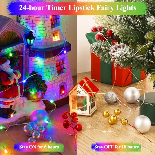 Lakumu Multicolor Fairy Lights, 32FT(16×2) Rechargeable Battery Operated Mini LED String Lights, 8 Modes Waterproof Twinkle Lights with Timer for Bedroom Christmas Wedding Table Decor - color: Multicolor, size: 32FT(16FT*2)
