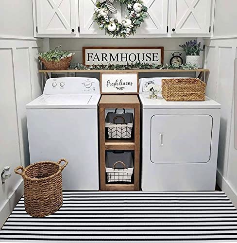 Black and White Outdoor Rug 2' x 4.3' Striped Front Porch Rug Hand-Woven Cotton Rug Machine Washable Floor Mat Indoor/Outdoor Area Rug for Layered Door Mats/Farmhouse/Living Room (2' x 4.3') - color: Black&white Stripe Bb, size: 2' x 4'4" (Rectangular)