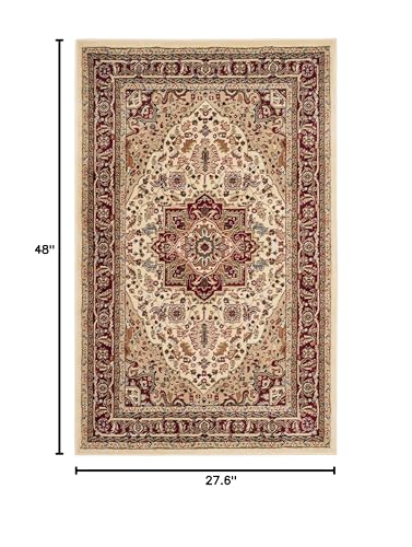 SAFAVIEH Lyndhurst Collection Accent Rug - 2'3" x 4', Ivory & Red, Traditional Oriental Design, Non-Shedding & Easy Care, Ideal for High Traffic Areas in Entryway, Living Room, Bedroom (LNH330A) - color: Ivory/Red, size: 2'3" x 4' (Rectangular)