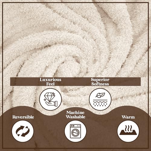 Ultra Soft Throw Blanket for Couch & Bed – Lightweight Fleece Blanket for Aesthetic Room Décor, Cozy Winter Blanket, Gift for Mom or Women - Cream, 50x60 Inches - color: Cream