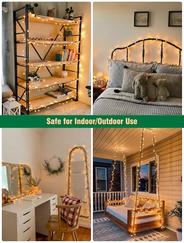 Hopolon 50 Count Clear Christmas Lights 13 Feet Incandescent String Lights Green Wire Mini Christmas Tree Light for Indoor Outdoor Garland Birthday Wedding Festival Decoration, Warm White - color: Clear,Green Wire, size: 1PACK, 50 count