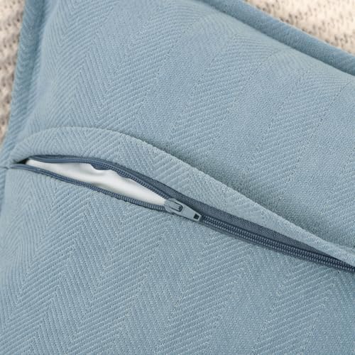 MADIZZ Textured Chenille Throw Pillow Covers Pack of 2 Natural Soft Decorative Accent Pillowcases Boho Neutral Couch Throw Pillow for Bed Home Decor for Sofa Livingroom 16x16 inch Blue - color: Blue, size: 16" x 16" (Pack of 2)