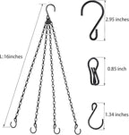 Heybe 16 Inch Hanging Basket Chain, 4 Point Hanging Chains with Hooks for Pot Planters Bird Feeders Lantern Lamp,Extended Hangers for Hanging Badkeys(16inch, 4 Point) - size: 16 inches, style: 4 point