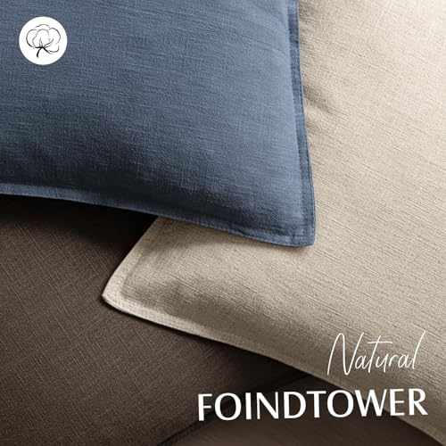 Foindtower Pack of 2, Decorative Linen Solid Throw Pillow Covers Soft Accent Euro Cushion Case Farmhouse Neutral Pillowcase for Chair Couch Sofa Bedroom Living Room Home Decor 16 x 16 Inch Dark Blue - color: Blue Ashes, size: 16" x 16" (Pack of 2)
