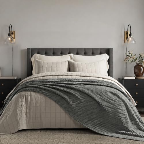 EVERGRACEHOME Chunky Chenille Knit Throw Blanket for Couch, Soft Luxurious Oversized Queen Moss Stitch Blanket for Bed, Cozy Farmhouse Knitted Throw for Sofa, Charcoal Gray, 90" x 90" - color: Charcoal Gray, size: 90" X 90"