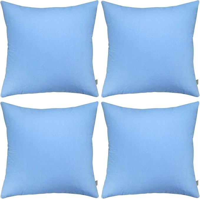 4-Pack 100% Cotton Comfortable Solid Decorative Throw Pillow Case,Thmyo Square Cushion Cover Pillowcase Sublimation Blank Pillow Covers DIY Throw Pillowcase for Sofa(20x20 inch/ 50x50cm,Sky Blue)