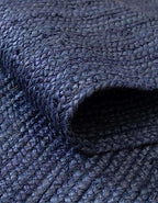 Unique Loom Braided Jute Collection Area Rug - Dhaka (1' 2" x 8' Table Runner, Navy Blue) - color: Navy Blue, size: 1'2" x 8' (Table Runner)