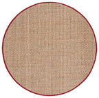 SAFAVIEH Area Rug 6' Round - Natural Fiber Collection - Natural & Red, Seagrass, Basketweave Pattern with Border (NF114D) - color: Natural/Burgundy Red, size: 6' (Round)