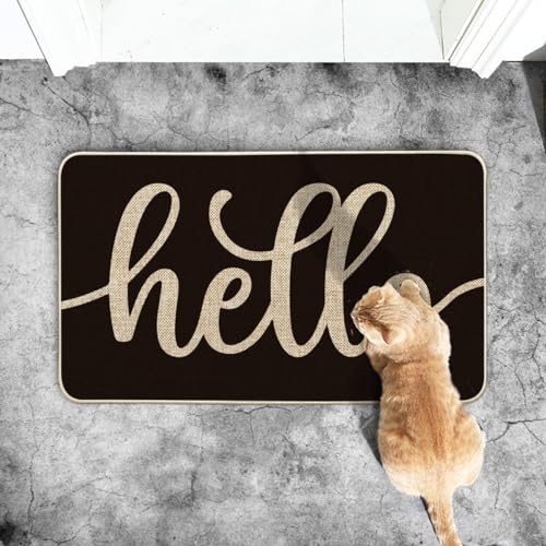 Artoid Mode Balck Hello Halloween Doormat, Home Decor Low-Profile Switch Rug Door Mat Floor Mat for Indoor Outdoor 17x29 Inch - color: Black, size: 17" x 29"