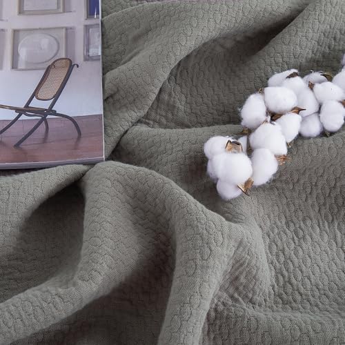 Premium 100% Cotton Blanket – All-Season Soft Breathable Bed Blanket for Throw Size – Lightweight Stylish Textured Throw for Bed– Giftable Cozy Bedding - color: Grey, size: Throw (50"x60")