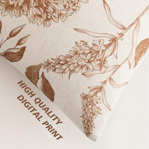 Foindtower Set of 2 Linen Floral Throw Pillow Covers Vintage Accent Print Decorative Cozy Cushion Covers Farmhouse Boho Home Decor for Sofa Chair Couch Bedroom Living Room,18×18 Inch,Autumn Orange - color: Autumn Maple, size: 18" x 18" (Pack of 2)