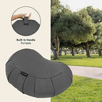 Retrospec Sedona Zafu Meditation Cushion with Buckwheat Hull Fill - Adjustable Yoga & Pilates Equipment Support - 17in Crescent Cotton Cover - color: Stone, size: 1 Count (Pack of 1)