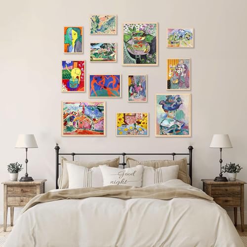 KBKBART Matisse Wall Art Prints Set of 12, Matisse Eclectic Wall Decor, Colorful Abstract Painting Wall Decor Aesthetic, Minimalist Vintage Gallery Canvas Paintings, Eclectic Home Decor, Unframed - color: Matisse Prints