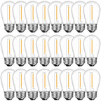 GvvooHome 24 Pack Shatterproof S14 LED Replacement Bulbs for Outdoor String Lights, 1W Equivalent to 11W Incandescent Bulb, Soft White 2200K, Dimmable, E26 Regular Medium Screw Base - size: 24 Count