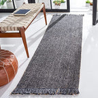 SAFAVIEH Natural Fiber Collection Runner Rug - 2'3" x 12', Charcoal & Natural, Handmade Woven Fringe Jute, Ideal for High Traffic Areas in Living Room, Bedroom (NF826H) - color: Charcoal/Natural, size: 2'3" x 12' (Runner)