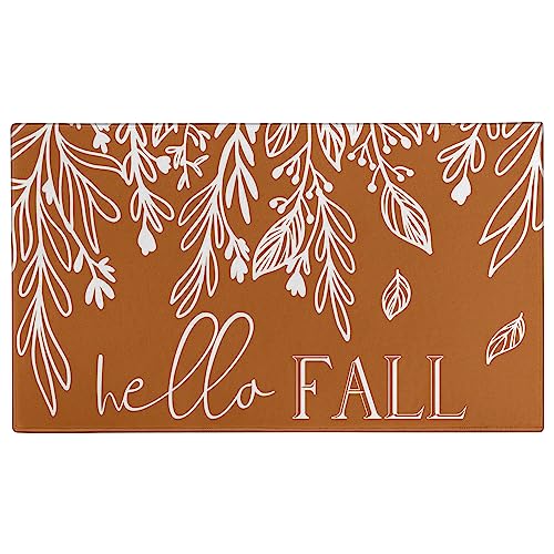 Fall Door Mat, Pumpkin Leaf Welcome Mat for Front Door, Thanksgiving Autumn Indoor/Outdoor Non-Slip Rug, Farmhouse Home Porch Decorations 30" x 17" - color: Hello Fall