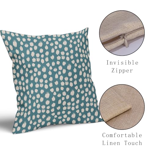 Sweetshow Aqua Cream Dots Pillow Covers 16x16 Set of 2 Boho Design Polka Dot Throw Pillows Modern Trendy Print Outdoor Decorative Pillowcase Square Linen Cushion Cases Decor for Sofa Couch Bed - color: Aqua Cream Dots, size: 16" x 16" (Pack of 2)