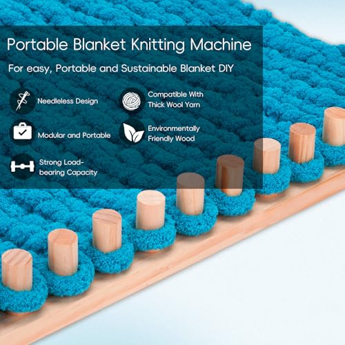 LITURTOO 63" Chunky Blanket Loom - Loom for DIY Throw Blankets, Adjustable Size Hand Knitting Yarn Chunky,No Needles Required,Beginner Friendly Yarn Craft - size: 63"