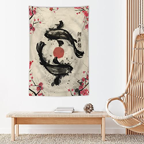 JOKIMAL Japanese Koi Fish Wall Art Tapestry Yin Yang Poster Tapestry 40"x60" for LivingRoom, Bedroom Decor - color: Koi Fish