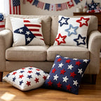 4 Pcs 4th of July American Flag Decorative Throw Pillow covers,18x18 Inch Tufted Embroidery Patriotic Star Cushion Cover Set, Independence Day Memorial Day Plush Decor Bedroom Outdoor Home Sofa Couch - size: 18" x 18" (Pack of 4)