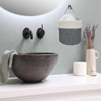 Cotton Rope Hanging Baskets for Organizing 2 Pcs Round Small Wall Basket with Handles Woven Organizer Storage Basket for Kitchen Bedroom Living Room Office(6”x6”, Black & White)