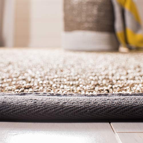 SAFAVIEH Area Rug 6' Round - Natural Fiber Collection - Natural & Dark Grey, Seagrass, Basketweave Pattern with Border (NF114Q) - color: Natural/Dark Grey, size: 6' (Round)