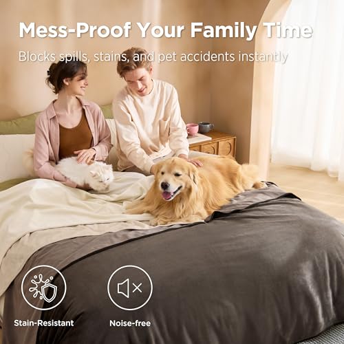 Bedsure Waterproof Blanket for Couch - Soft Flannel Fleece Couch Cover Throw Blanket for Large Dogs Pet Leakproof, Protector for Camping, Travel, 50"x60", Cream - color: Cream, size: XL(50x60")