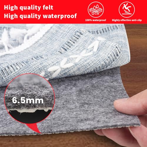 Waterproof Rug Pad Round 1/4 Thick Waterproof Non-Slip Rug Pad， Pad for Hardwood Floors， Rug Pads for All Floors and Finishes, Keeps Carpets in Place Soft and Safe（6FT） - size: 6' round, style: 1/4