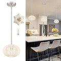 White Mini Rattan Pendant Light Hemp Rope Rattan Light Fixture Woven Pendant Wicker Chandelier Boho Chandelier for Kitchen Island - color: 8.7" White