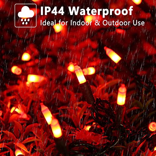 ODEETRONIC Orange Halloween Lights, 21.63ft 100 Count Orange Incandescent Lights Connectable, Plugin Outdoor Tree Light, Mini Indoor String Light for Room Party Haunted House Decor, Brown Wire - color: Orange-Brown Wire, size: 100 Count Incandescent