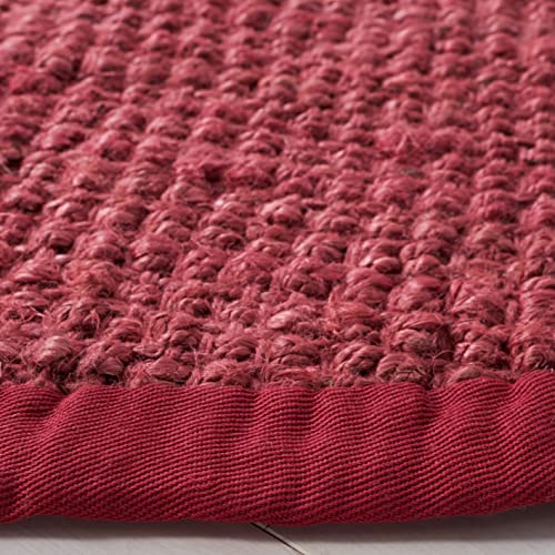 SAFAVIEH Natural Fiber Collection Area Rug - 7' Round, Red, Handmade Farmhouse Jute, Ideal for High Traffic Areas in Living Room, Bedroom (NF730D) - color: Red, size: 7' (Round)
