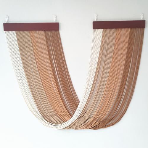 Tie-Dye Macrame Wall Hanging Large 46" Wx36 L Dip Dye Yarn Tapestry Home Boho Wall Decor Ombre Art Headboard Bedroom Living Room Apartment,Brown - color: Brown