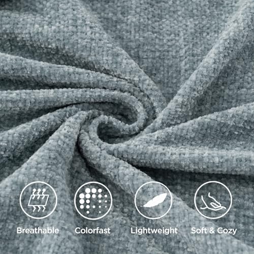 BATTILO HOME Dusty Blue Chenille Throw Blanket for Couch, Soft Cozy Textured Knit Throw Blanket with Handmade Fringe Tassels, Lightweight Decorative Farmhouse Blanket for Sofa Bed Chair, 50"x60" - color: Dusty Blue