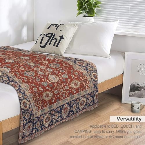 Red Floral Throw Blanket,Traditional Oriental Boho Tribal Pattern Soft Throw Blanket for Couch Sofa Camping Office Travel Home Bedroom Decor All Seasons 30"x40" - color: Boho-3, size: 30x40in